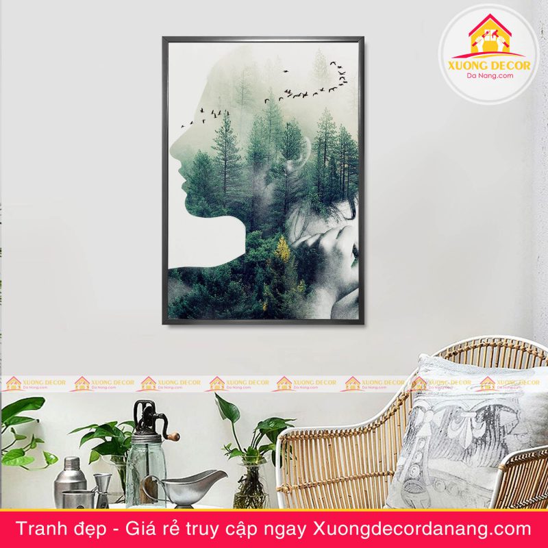 tranh treo tường thiếu nữ và hoa, tranh treo tường cô gái và hoa