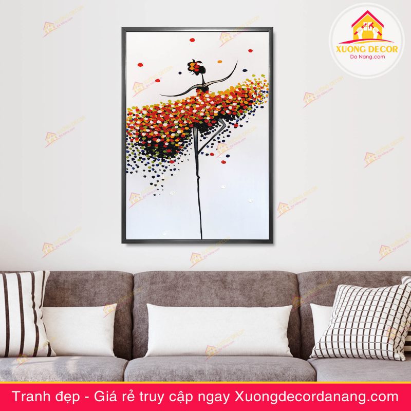 tranh cô gái, tranh treo tường cô gái đánh đànthiếu nữ và hoa, tranh treo tường cô gái và hoa