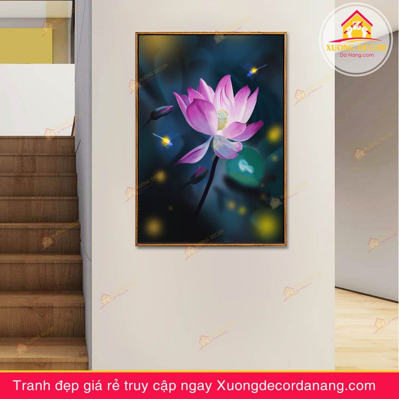 tranh treo tường hoa sen, tranh hoa sen, tranh liên hoa, tranh canvas hoa sen, tranh hoa sen nghệ thuật