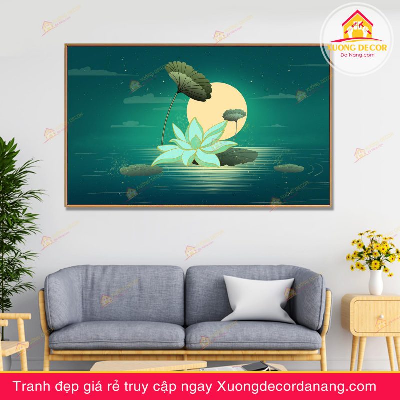 tranh treo tường hoa sen, tranh hoa sen, tranh liên hoa, tranh canvas hoa sen, tranh hoa sen nghệ thuật, tranh hoa sen và cá koi, hoa sen và cá chép