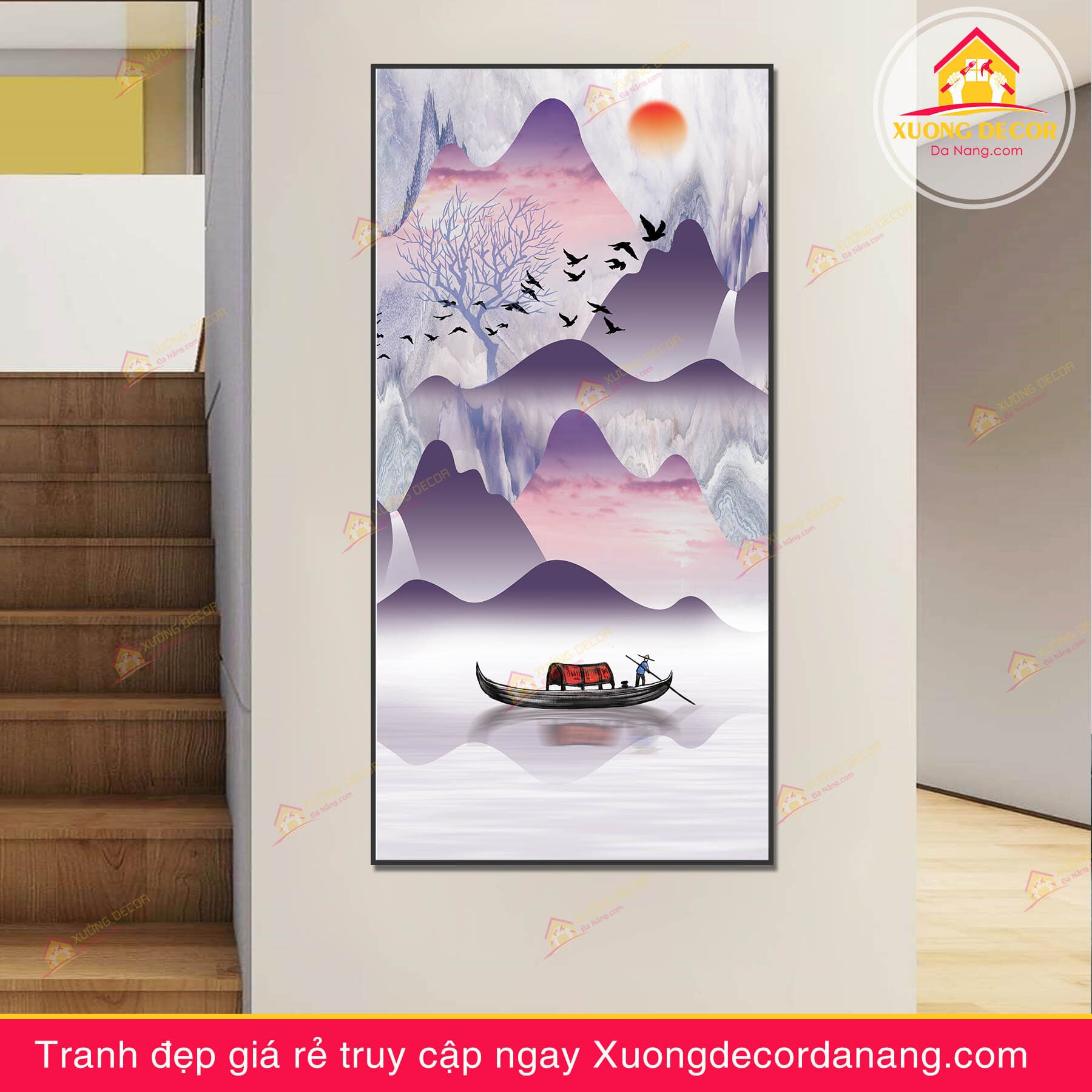 Tranh phong cảnh và chiếc thuyền nhỏ treo tường - TTB27 - Xưởng Decor Đà  Nẵng - Xưởng tranh canvas và nội thất decor giá rẻ tại Đà Nẵng