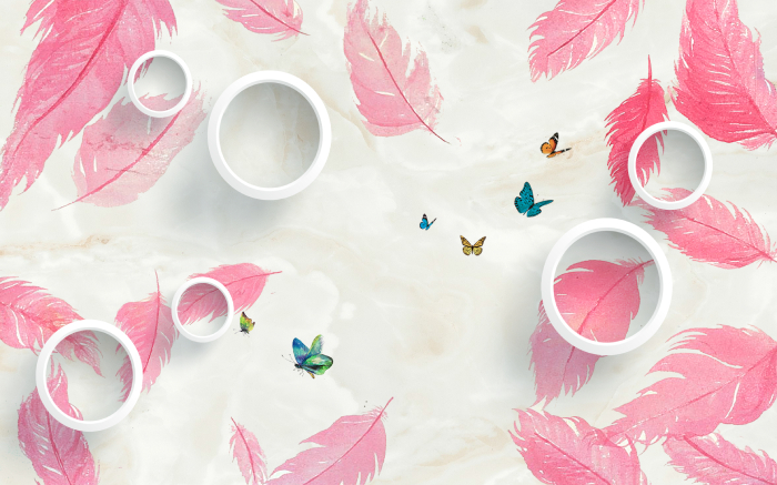 Giấy Decal 3D dán tường lông hồng