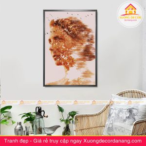 tranh treo tường thiếu nữ và hoa, tranh treo tường cô gái và hoa