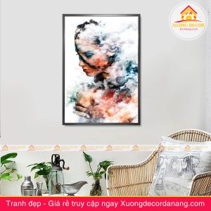 tranh treo tường thiếu nữ và hoa, tranh treo tường cô gái và hoa