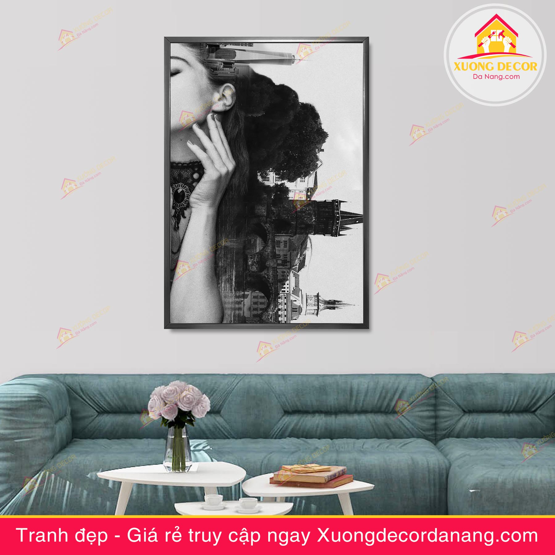 tranh cô gái, tranh treo tường cô gái đánh đànthiếu nữ và hoa, tranh treo tường cô gái và hoa