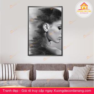 tranh cô gái, tranh treo tường cô gái đánh đànthiếu nữ và hoa, tranh treo tường cô gái và hoa