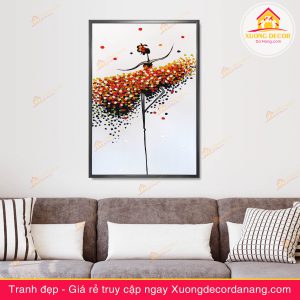 tranh cô gái, tranh treo tường cô gái đánh đànthiếu nữ và hoa, tranh treo tường cô gái và hoa