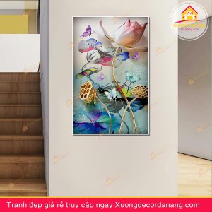 tranh treo tường hoa sen, tranh hoa sen, tranh liên hoa, tranh canvas hoa sen, tranh hoa sen nghệ thuật