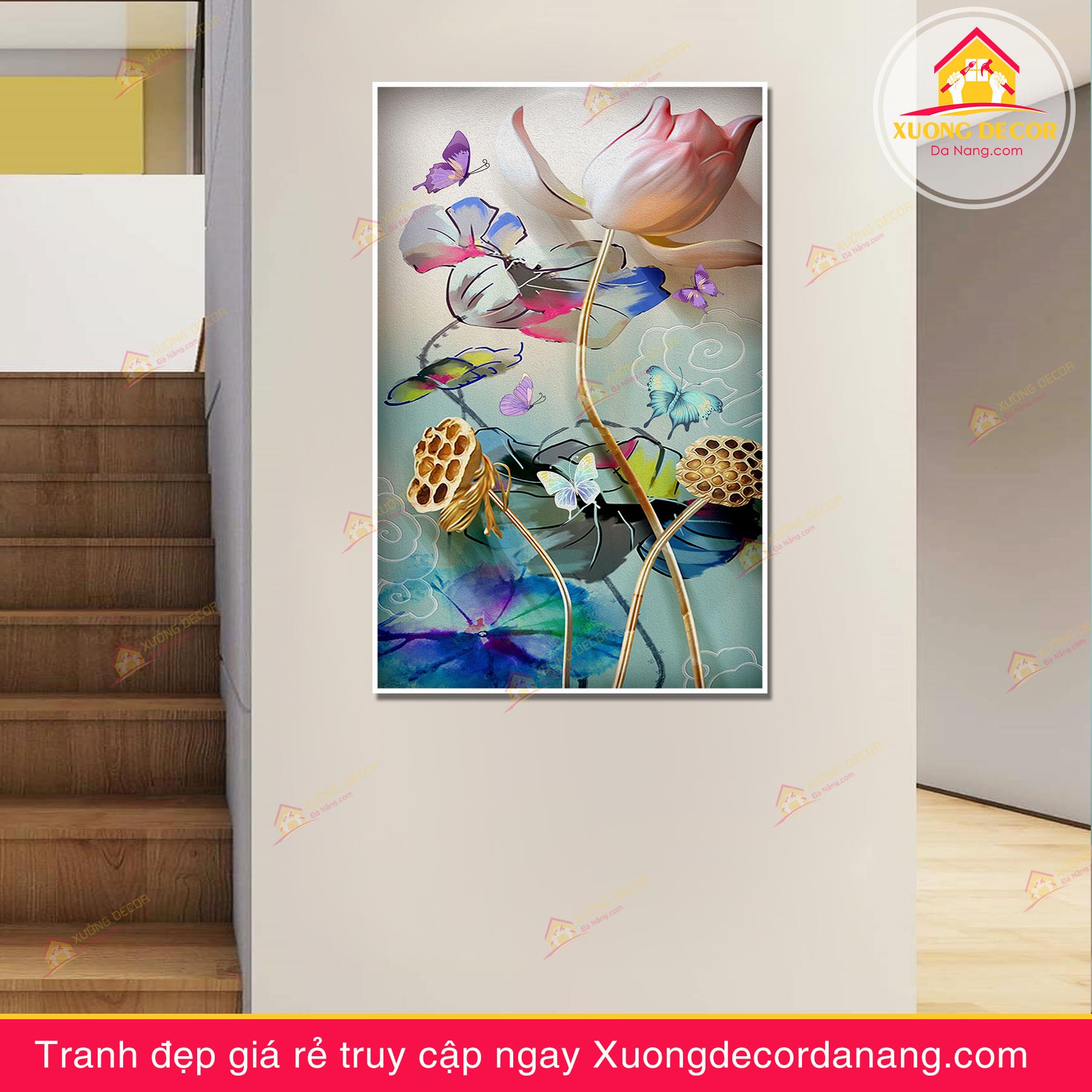 tranh treo tường hoa sen, tranh hoa sen, tranh liên hoa, tranh canvas hoa sen, tranh hoa sen nghệ thuật