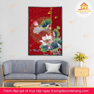 tranh treo tường hoa sen, tranh hoa sen, tranh liên hoa, tranh canvas hoa sen, tranh hoa sen nghệ thuật