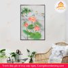 tranh treo tường hoa sen, tranh hoa sen, tranh liên hoa, tranh canvas hoa sen, tranh hoa sen nghệ thuật, tranh hoa sen và cá koi, hoa sen và cá chép