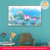 tranh canvas treo tường đầm sen, tranh treo tường hoa sen, tranh hoa sen, tranh liên hoa, tranh canvas hoa sen, tranh hoa sen nghệ thuật, tranh hoa sen và cá koi, hoa sen và cá chép