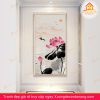 tranh treo tường hoa sen, tranh hoa sen, tranh liên hoa, tranh canvas hoa sen, tranh hoa sen nghệ thuật, tranh hoa sen và cá koi, hoa sen và cá chép