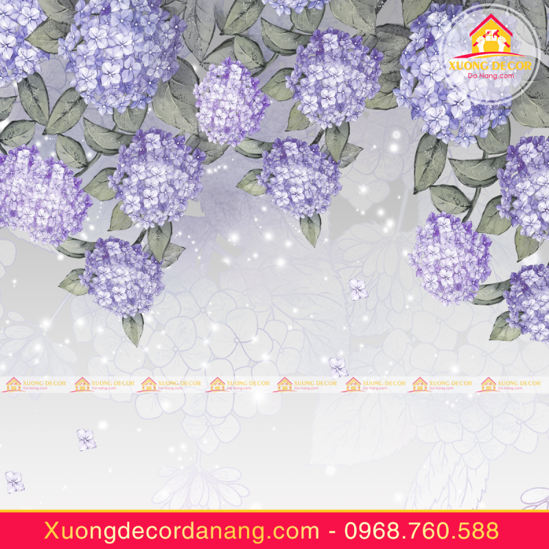 Giấy Decal 3D dán tường cẩm tú cầu - GDT12