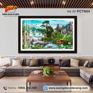 Tranh phòng cảnh thác nước phòng khách, tranh treo tường đà nẵng, ý nghĩa tranh thác nước