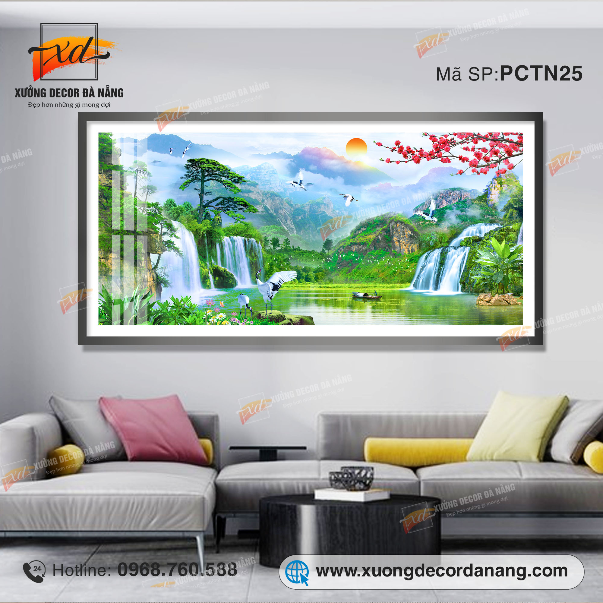 TRANH PHONG CANH THAC NUOC, TRANH CANVAS, TRANH TRÁNG GƯƠNG ĐÀ NẴNG