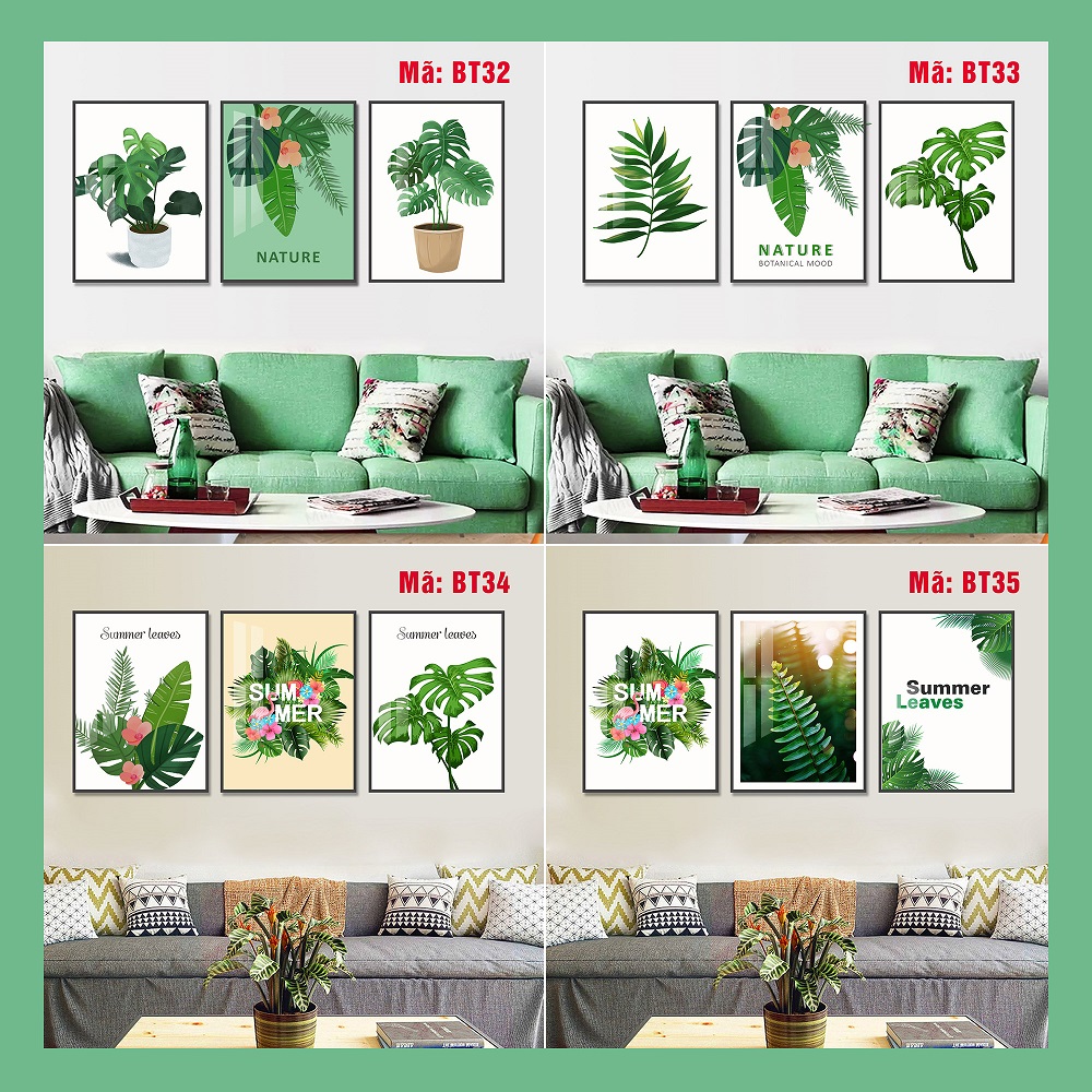 Tranh treo tường Đà Nẵng, Bộ 3 tranh thiên nhiên lá cây canvas