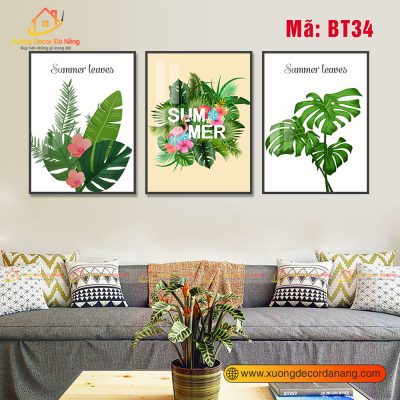 Bộ 3 tranh lá cây thiên nhiên giá rẻ tại xưởng Đà Nẵng