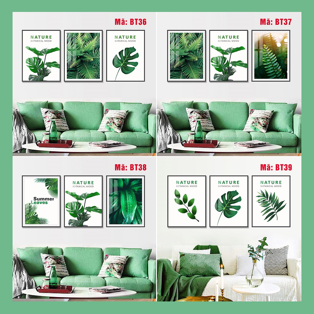 Tranh treo tường Đà Nẵng, Bộ 3 tranh thiên nhiên lá cây canvas