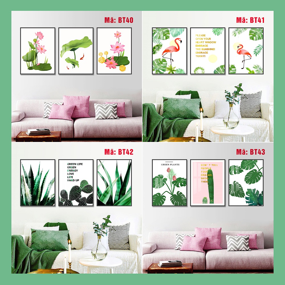 Tranh treo tường Đà Nẵng, Bộ 3 tranh thiên nhiên lá cây canvas