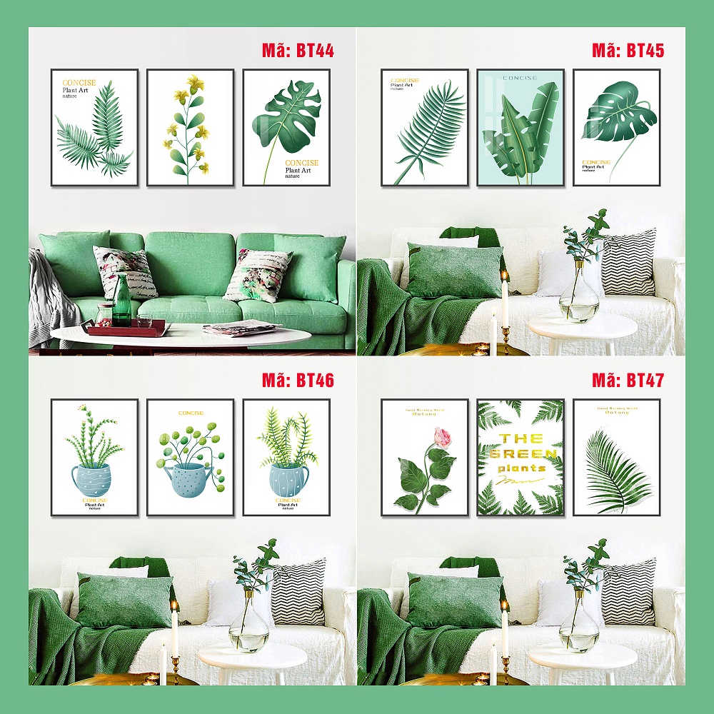 Tranh treo tường Đà Nẵng, Bộ 3 tranh thiên nhiên lá cây canvas